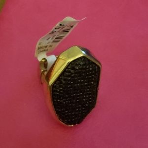 Black & Gold Stretch Druzy Ring